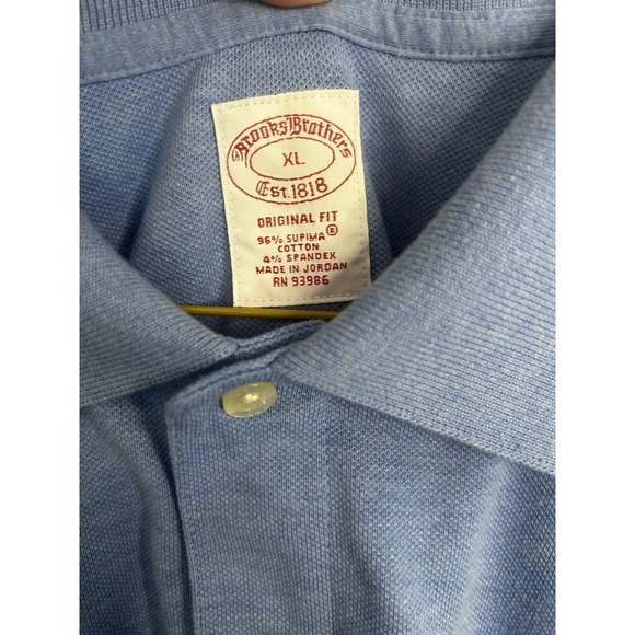 Brooks Brothers Men's XL Polo Shirt Supima Cotton Original Fit Light Blue Collar - Picture 3 of 6